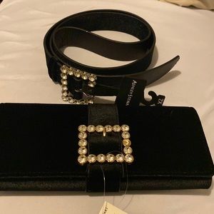 A clutch purse and belt by Ashley Stewart